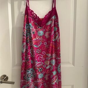 Natori Vibrant Floral Chemise with Lace Trim